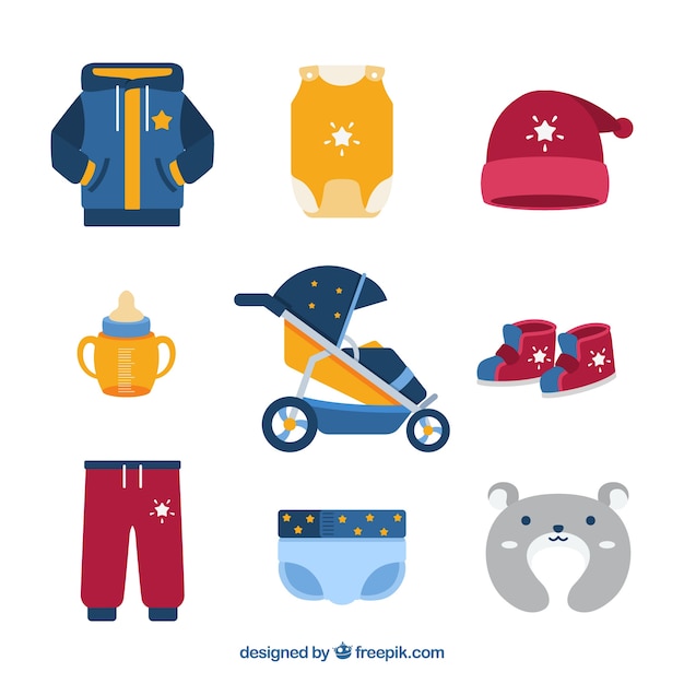 Free Vector baby elements collection in flat style