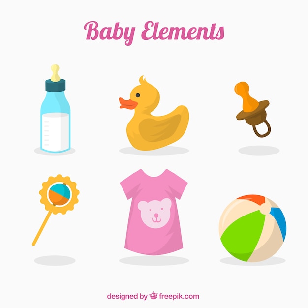 Baby elements set in flat style