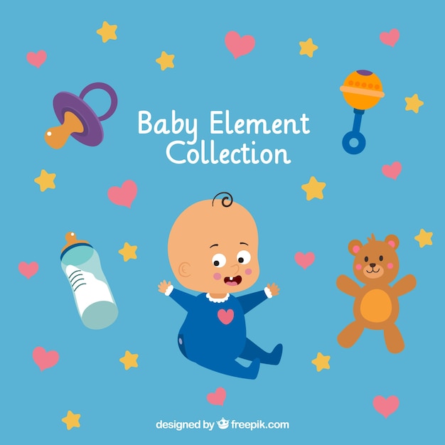 Baby elements set in flat style