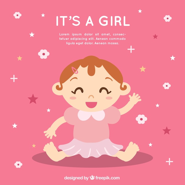 Baby girl background in flat style