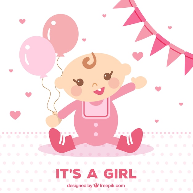 Baby girl background in flat style