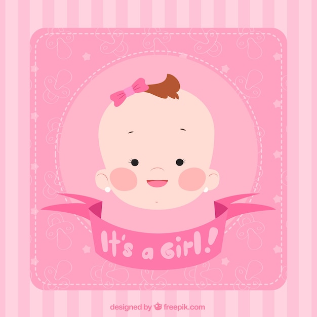 Baby girl background in hand drawn style