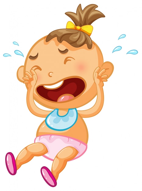 Free Vector baby girl crying on white background