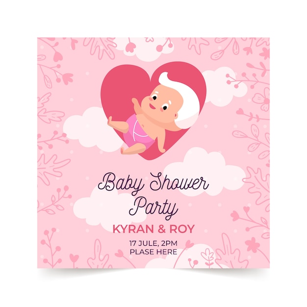 Baby girl shower invitation template