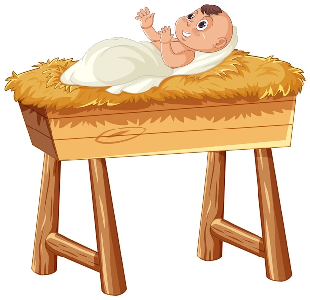 Free Vector baby laying on manger birth of jesus