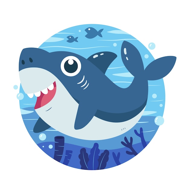 Baby shark in cartoon style concept