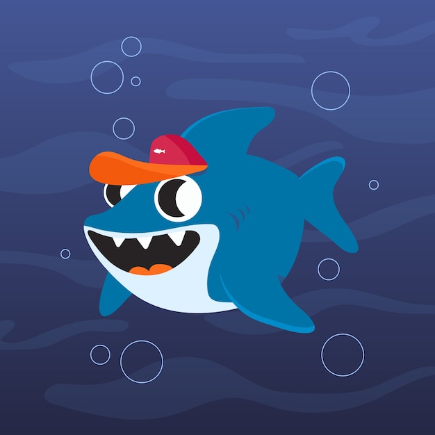 Free vector baby shark in cartoon style theme