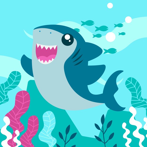 Baby shark in cartoon style