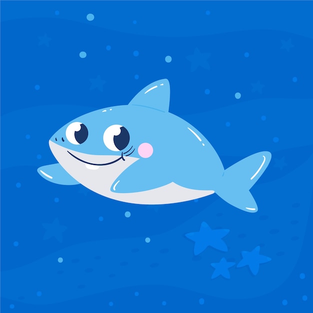 Baby shark in cartoon style