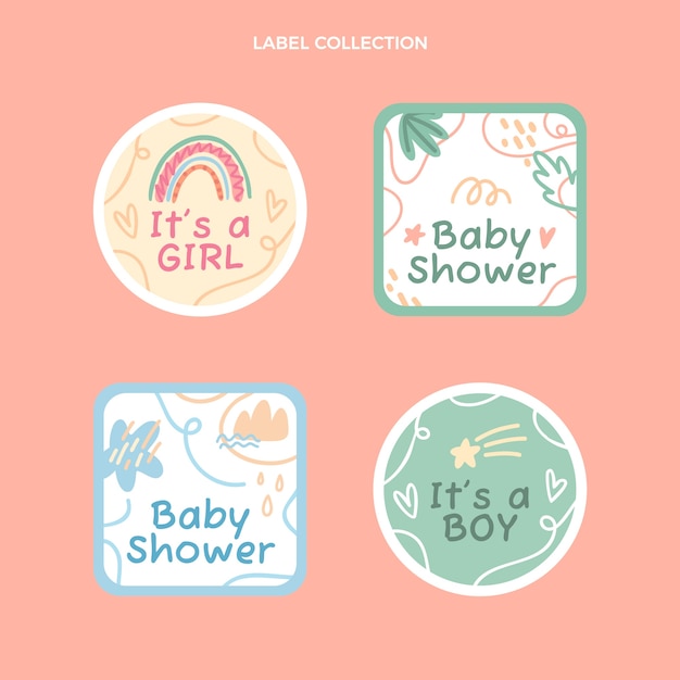 Baby shower badges and labels template