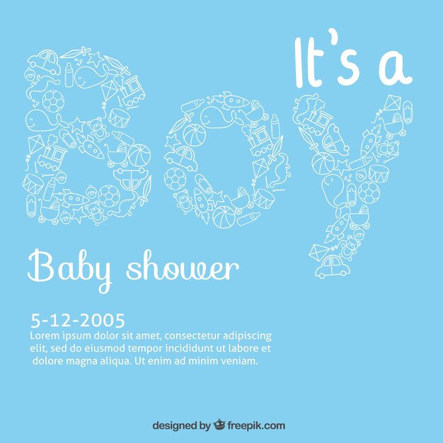 Baby shower card in blue color