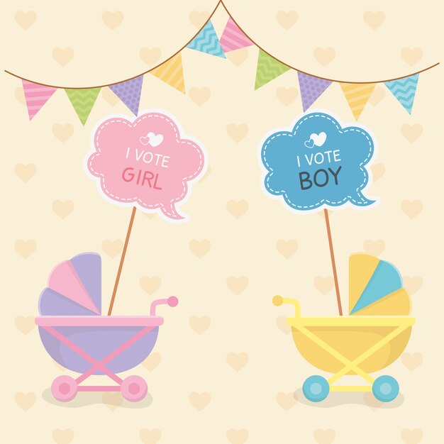 Baby shower card with carts