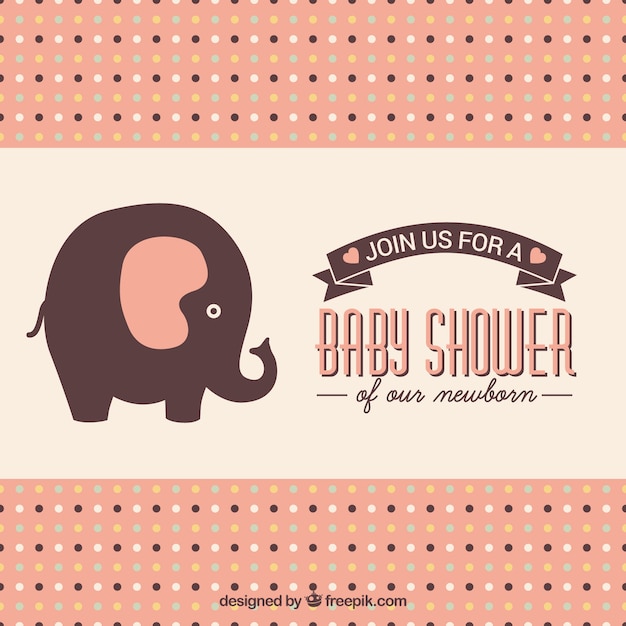 Free Vector baby shower card with cute elephant