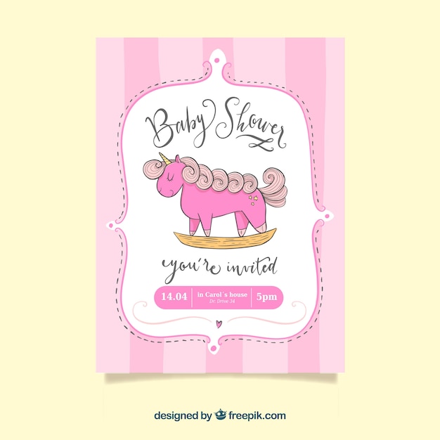 Free Vector baby shower card with horse