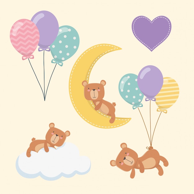 Baby shower card with little bears characters