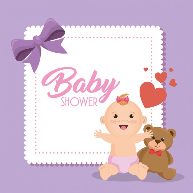 baby shower card with little girl