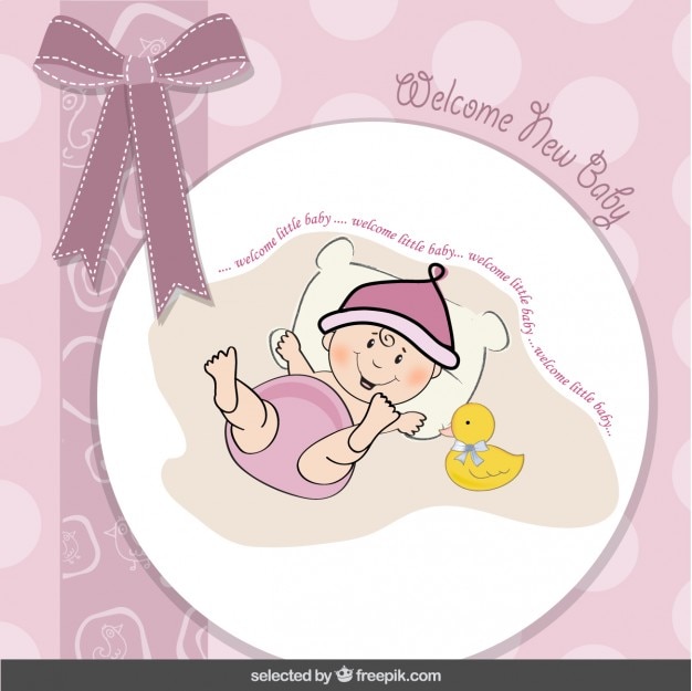 Free Vector baby shower card with loop and funny baby