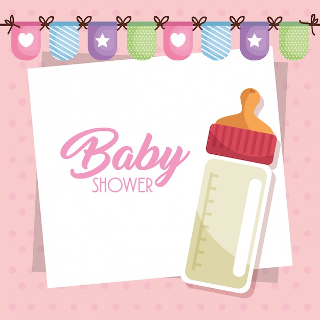 baby shower card with milk bottle