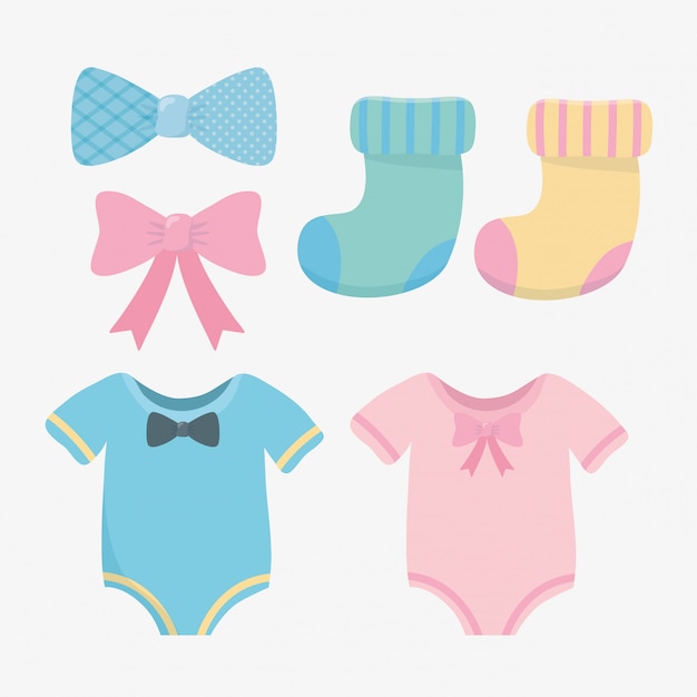 Free Vector baby shower card with set accessories