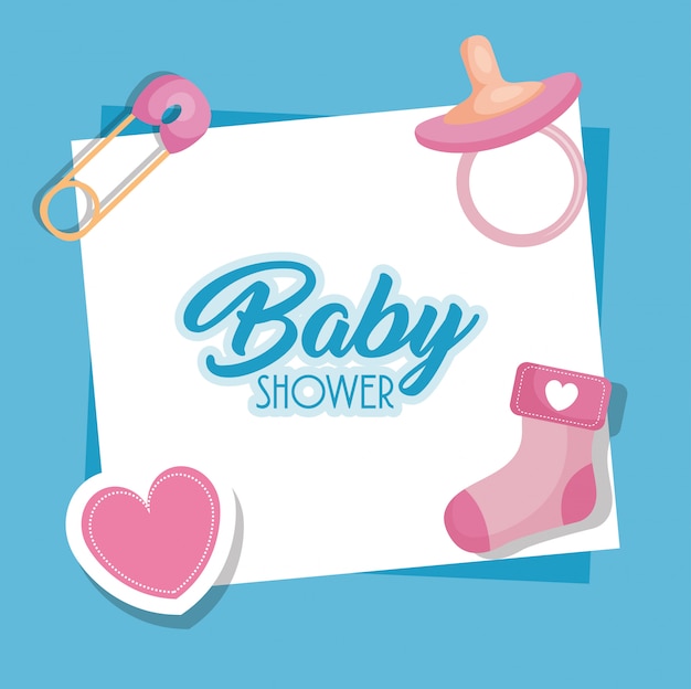 baby shower card with set icons