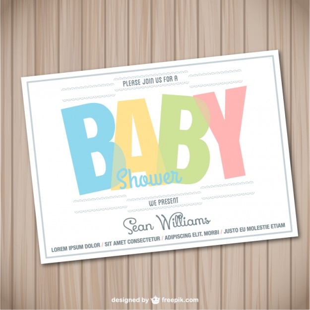 Free Vector baby shower card wooden template