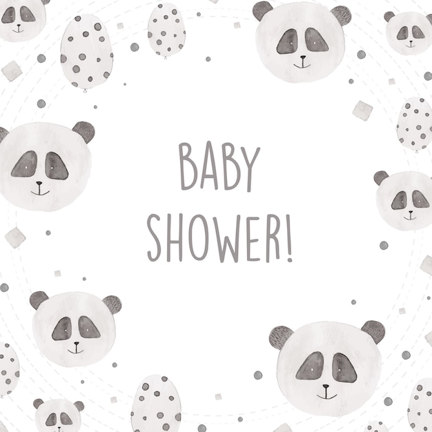 Baby shower design with watercolor pandas