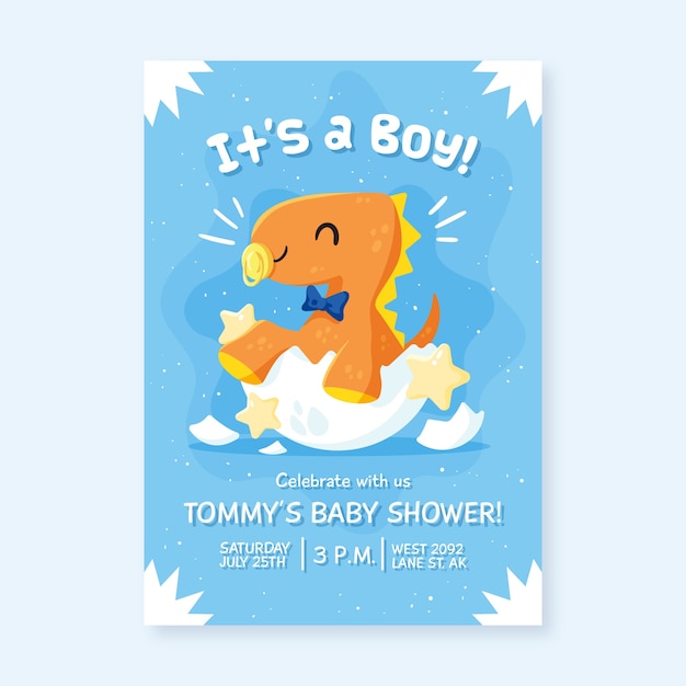 Free Vector baby shower invitation for baby boy