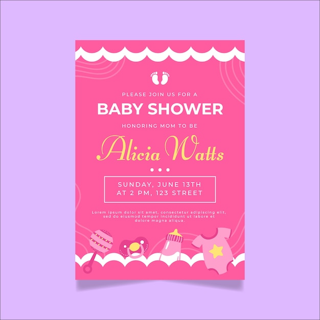 Baby shower invitation for baby girl