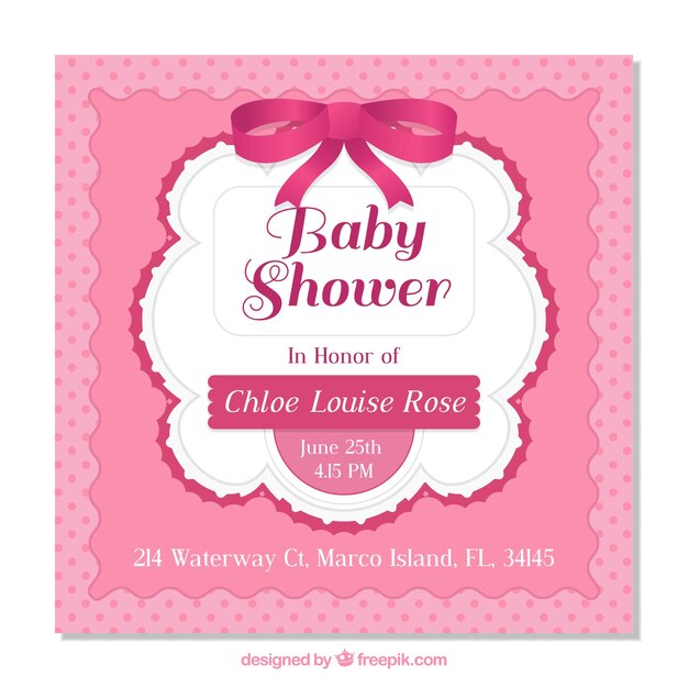 Baby shower invitation for a girl