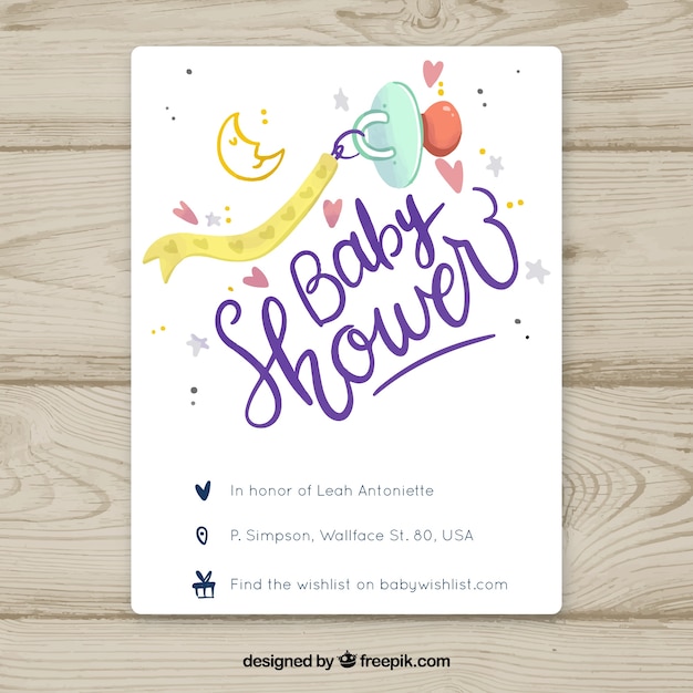 Free Vector baby shower invitation in hand drawn style