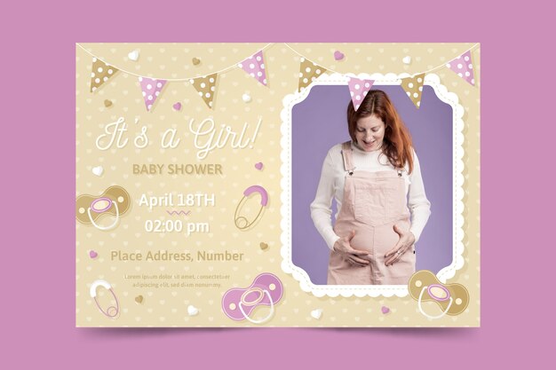 Baby shower invitation template for girl