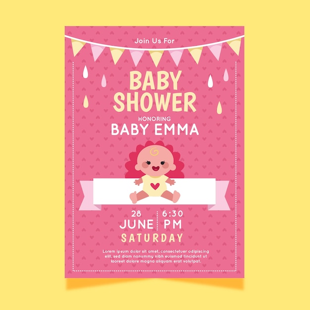 Baby shower invitation template for girl