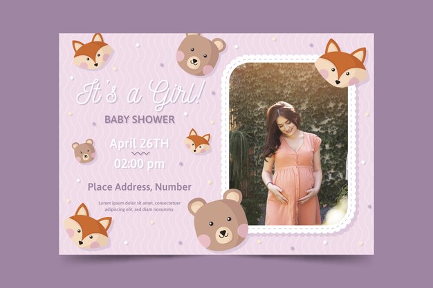 Baby shower invitation template with photo