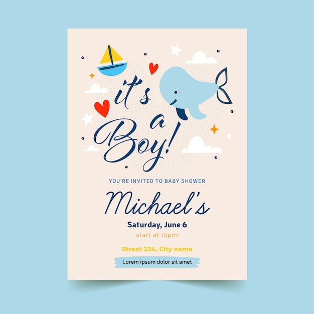 Free Vector baby shower invitation template