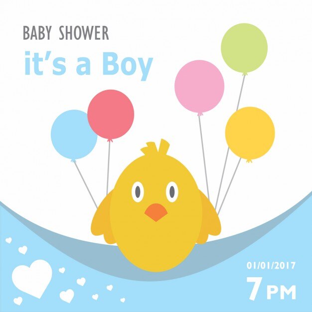 Baby shower invitation with a chicken design