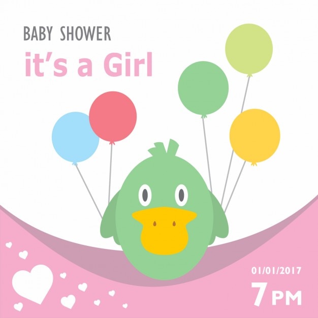 Baby shower invitation with a duck design