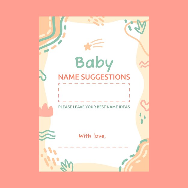 Baby shower name suggestioj template