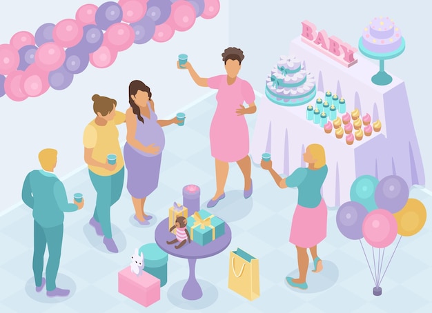 Free Vector baby shower party composition