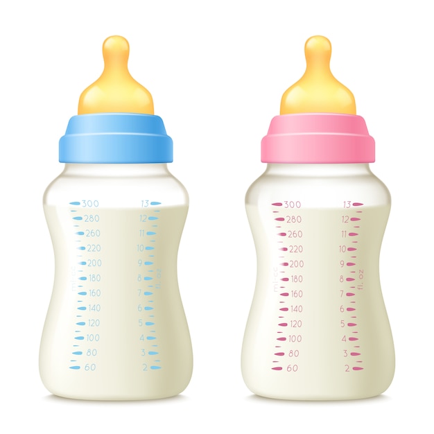 Free Vector baby sucking bottles set