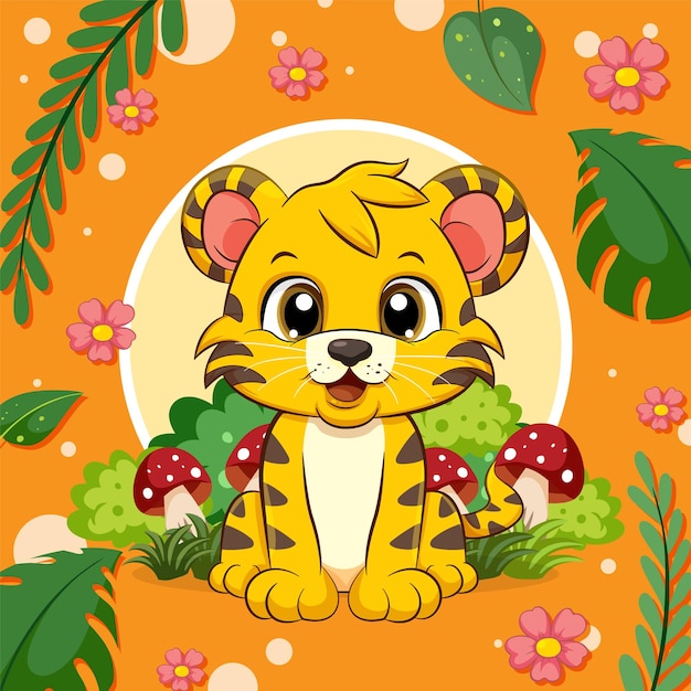 Free Vector baby tiger cartoon character