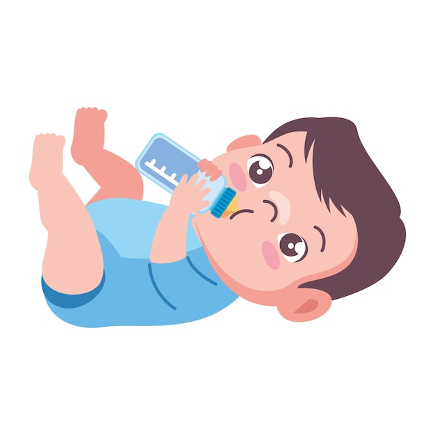 Free Vector baby with bottle drinking