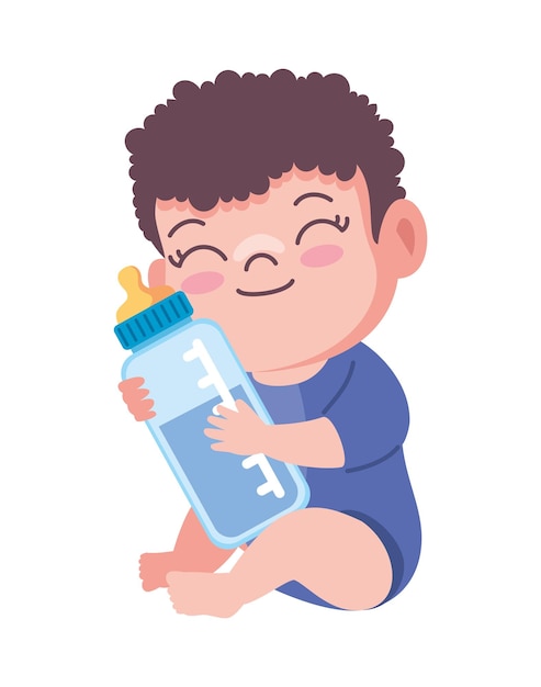 Free Vector baby with bottle isolated