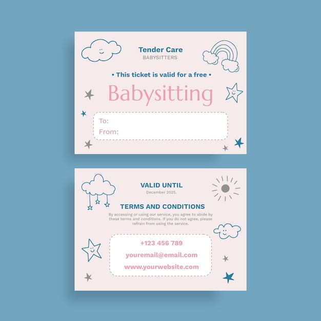 Babysitting  gift certificate template design