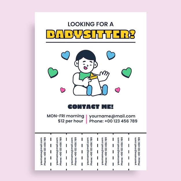 Babysitting poster template design