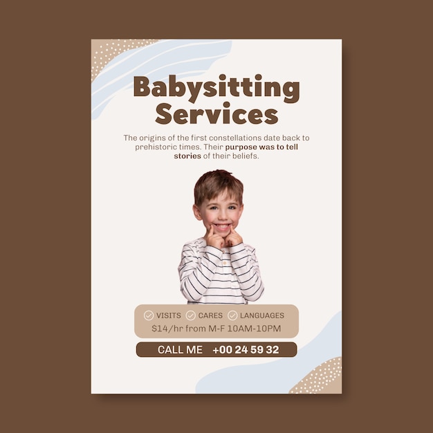 Free Vector babysitting  poster template design