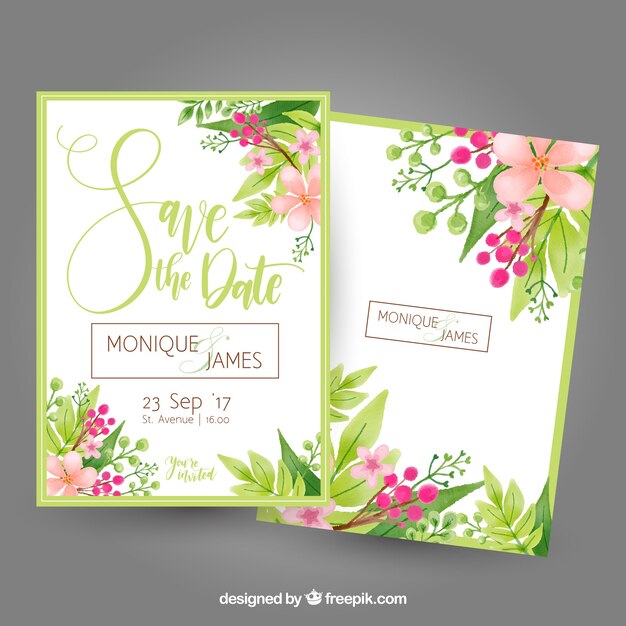 Bachelorette card with flowers and leaves