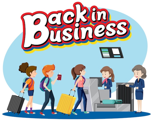 Free Vector back in business logo with passengers and service staff