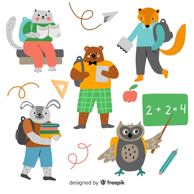 Back to school animal collection