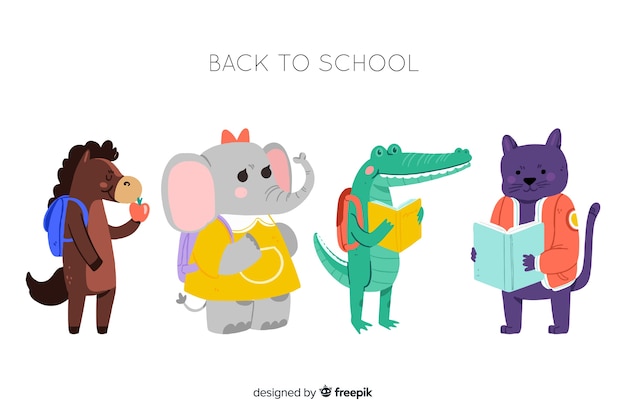 Back to school animals ready to study collection