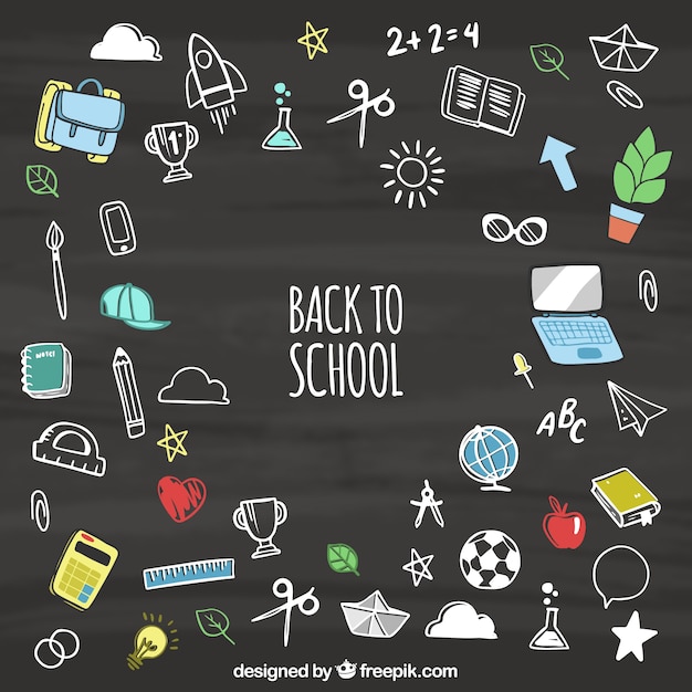 Free Vector back to school background in chalkboard style